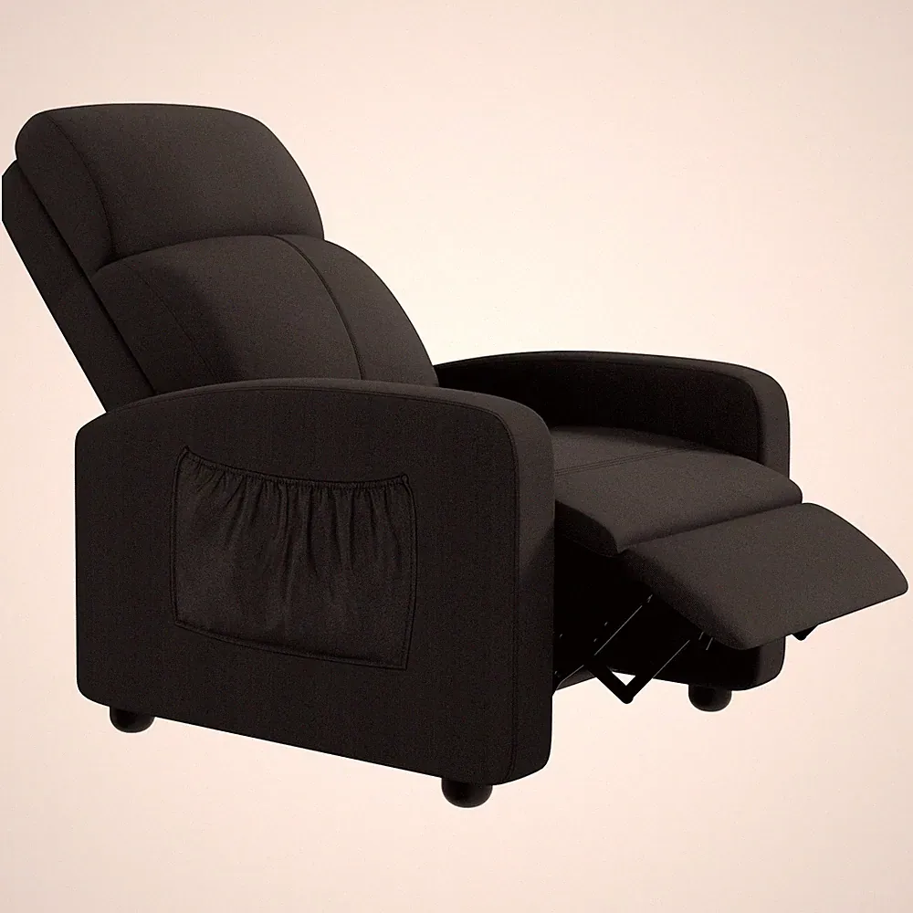 Fabric Recliner Chair, Home Theater Seating with Adjustable Backrest & Footrest