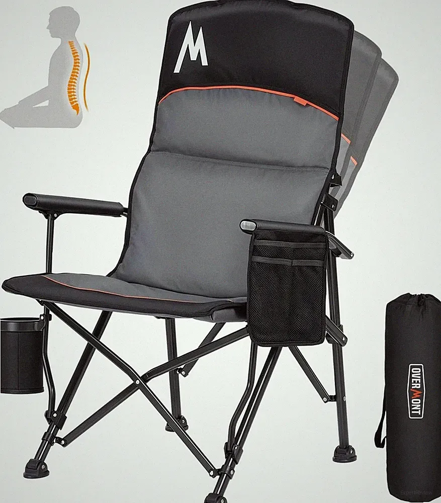 Oversized High Back Camping Chair with Lumbar Support for Adults Hunting
