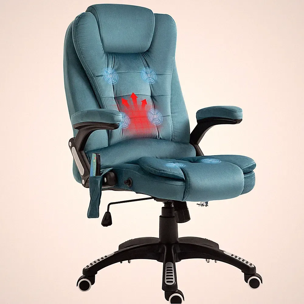 Vinsetto Office Chair w/ Heating Massage Points Relaxing Reclining Blue